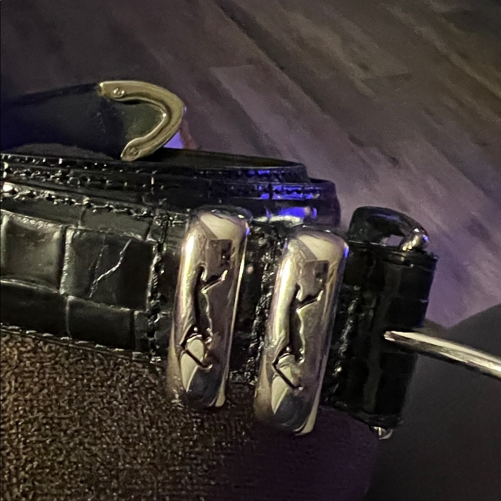 PGA Tour Black Embossed Belt with Silver Buckle